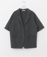 寬鬆短袖西裝外套(炭灰色-one-CHARCOAL GRAY)