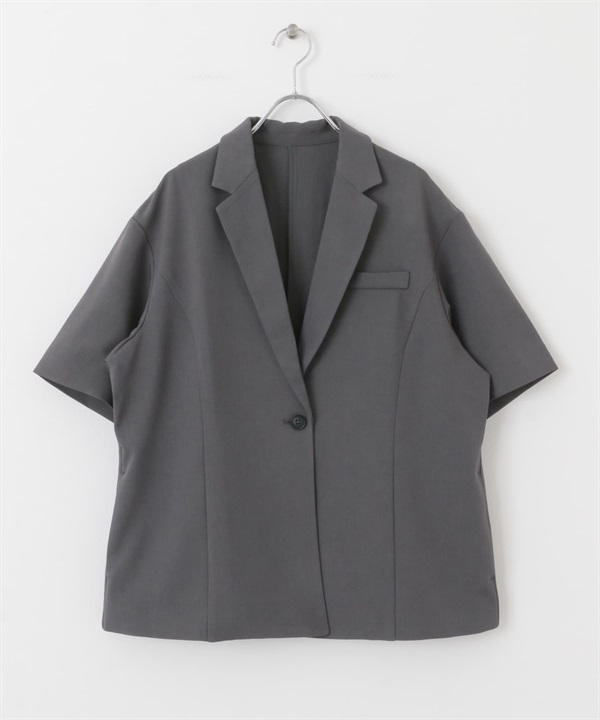 背面開衩設計西裝外套(炭灰色-one-CHARCOAL GRAY)