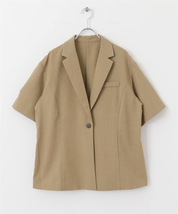 背面開衩設計西裝外套(膚色-one-BEIGE)