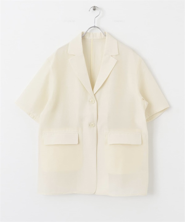 五分袖透膚西裝外套(象牙白-one-IVORY)