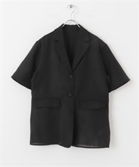 五分袖透膚西裝外套(黑色-one-BLACK)