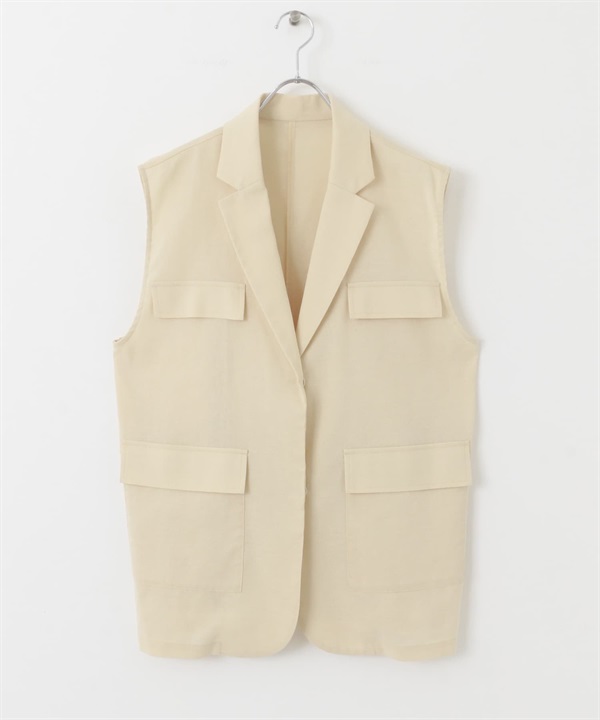 透膚軍裝風背心(淺膚色-one-L.BEIGE)