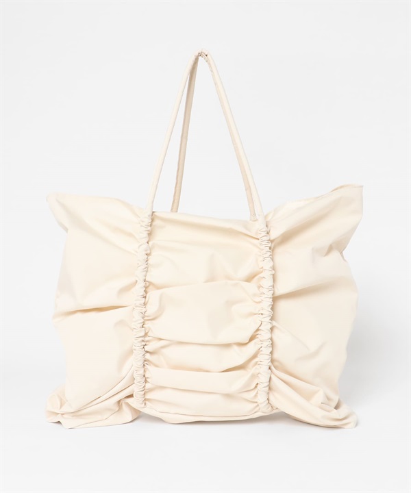 碎褶設計大肩背包(象牙白-one-IVORY)