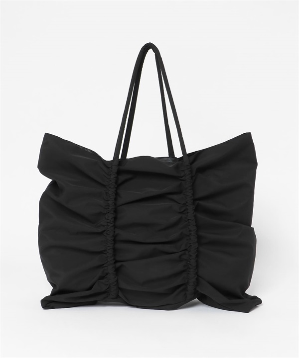 碎褶設計大肩背包(黑色-one-BLACK)