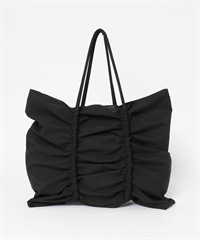 碎褶設計大肩背包(黑色-one-BLACK)