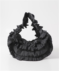 荷葉邊碎褶肩背包(炭灰色-one-CHARCOAL GRAY)