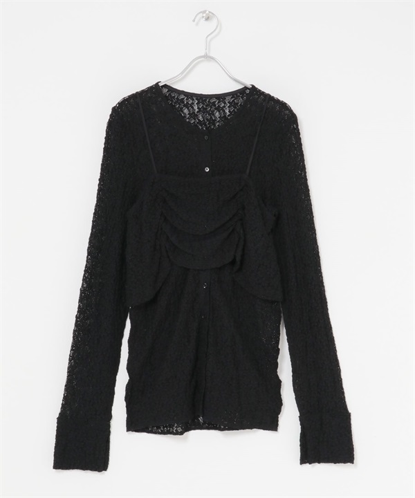 【成套組合】馬甲背心 × 蕾絲上衣(黑色-one-BLACK)