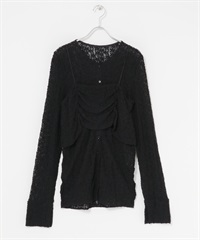 【成套組合】馬甲背心 × 蕾絲上衣(黑色-one-BLACK)