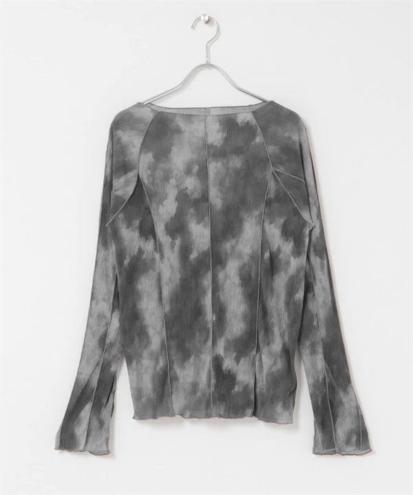 大理石印花捲邊設計上衣(炭灰色-one-其他灰色)