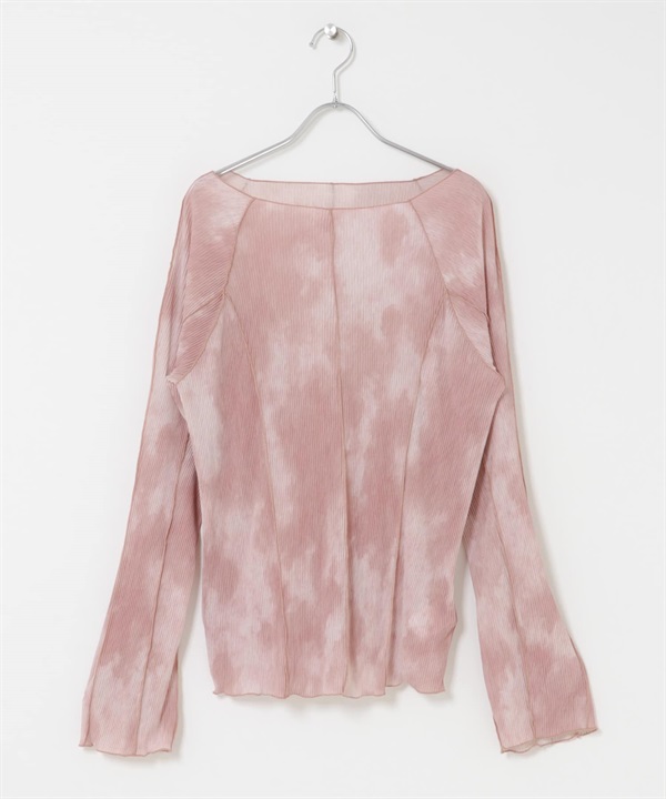 大理石印花捲邊設計上衣(粉紅色-one-其他粉色)