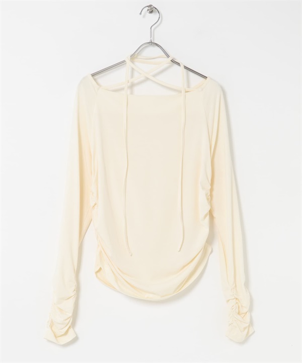 垂墜感綁帶上衣(象牙白-one-IVORY)
