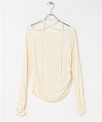 垂墜感綁帶上衣(象牙白-one-IVORY)