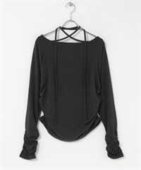 垂墜感綁帶上衣(炭灰色-one-CHARCOAL GRAY)