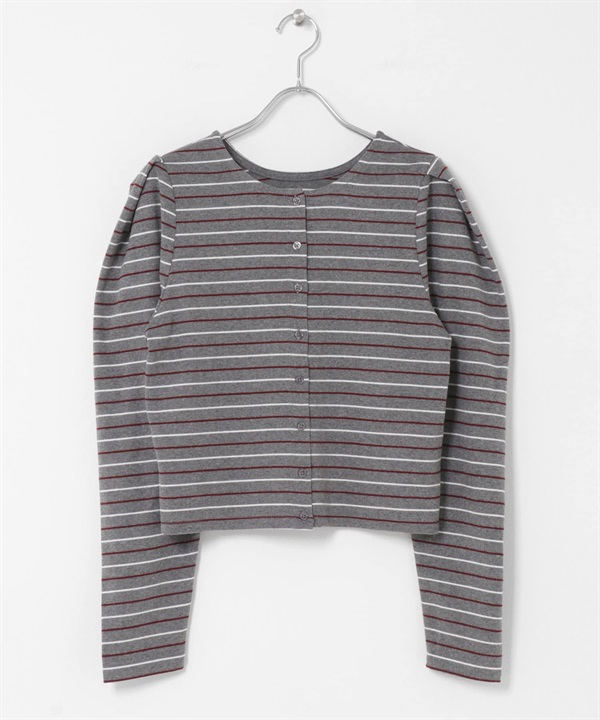 2WAY肩部打褶開襟衫(灰色-one-GRAY)