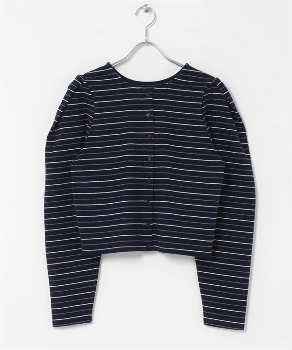 2WAY肩部打褶開襟衫(藏青色-one-NAVY)