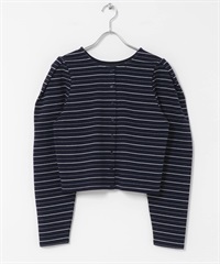 2WAY肩部打褶開襟衫(藏青色-one-NAVY)