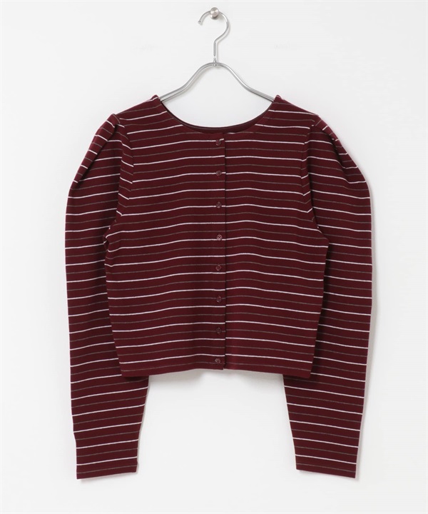 2WAY肩部打褶開襟衫(酒紅色-one-BORDEAUX)