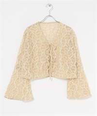 羽毛網狀開襟衫(膚色-one-BEIGE)