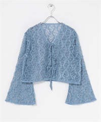 羽毛網狀開襟衫(藍色-one-BLUE)