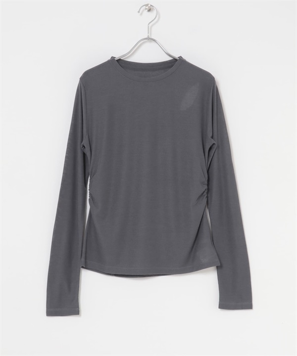 背面挖空設計透膚羅紋上衣(炭灰色-one-CHARCOAL GRAY)