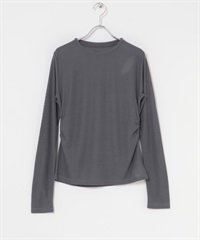 背面挖空設計透膚羅紋上衣(炭灰色-one-CHARCOAL GRAY)