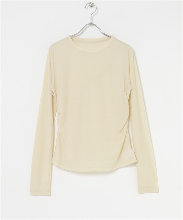 背面挖空設計透膚羅紋上衣(淺膚色-one-L.BEIGE)