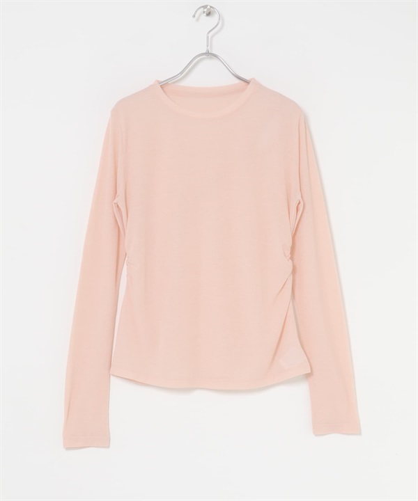 背面挖空設計透膚羅紋上衣(粉紅色-one-PINK)