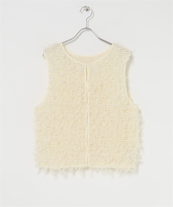 薄紗流蘇設計背心(象牙白-one-IVORY)