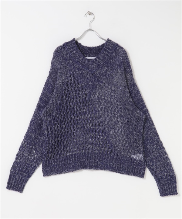 鏤空亮片針織衫(藏青色-one-NAVY)