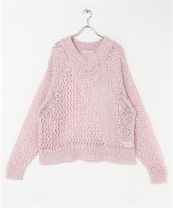 鏤空亮片針織衫(粉紅色-one-PINK)