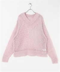鏤空亮片針織衫(粉紅色-one-PINK)
