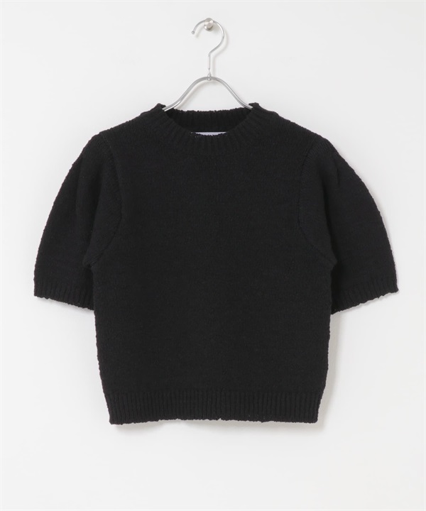 五分袖短版針織衫(黑色-one-BLACK)