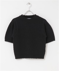 五分袖短版針織衫(黑色-one-BLACK)