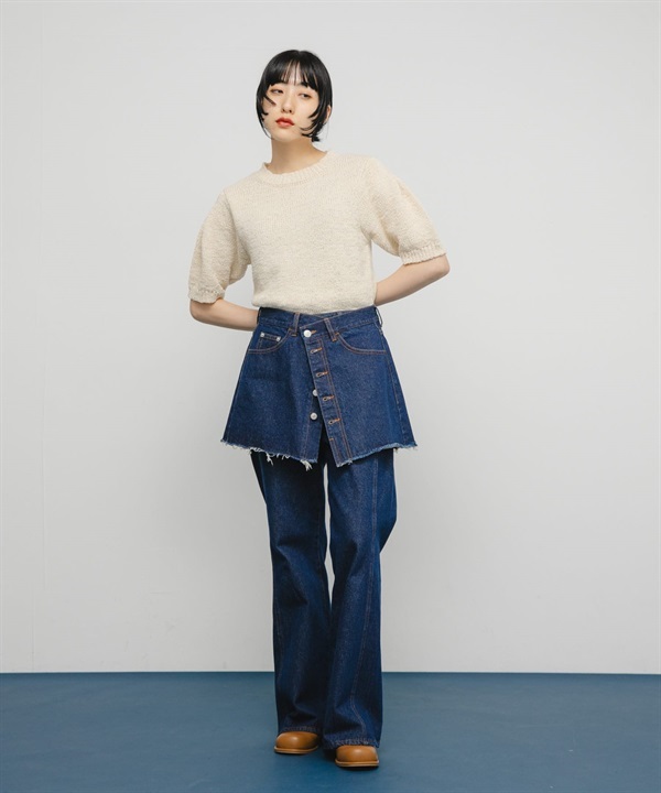 五分袖短版針織衫