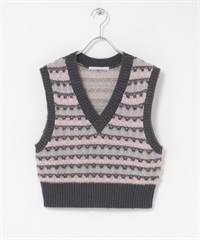透膚緹花針織背心(炭灰色混色-one-其他灰色)