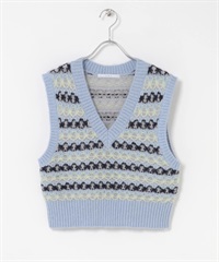 透膚緹花針織背心(藍色混色-one-其他藍色)