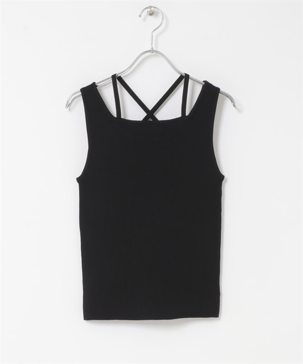 背面交叉針織坦克背心(黑色-one-BLACK)