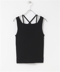 背面交叉針織坦克背心(黑色-one-BLACK)