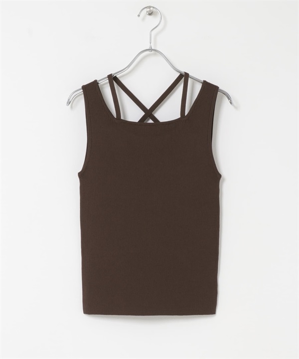 背面交叉針織坦克背心(棕色-one-BROWN)