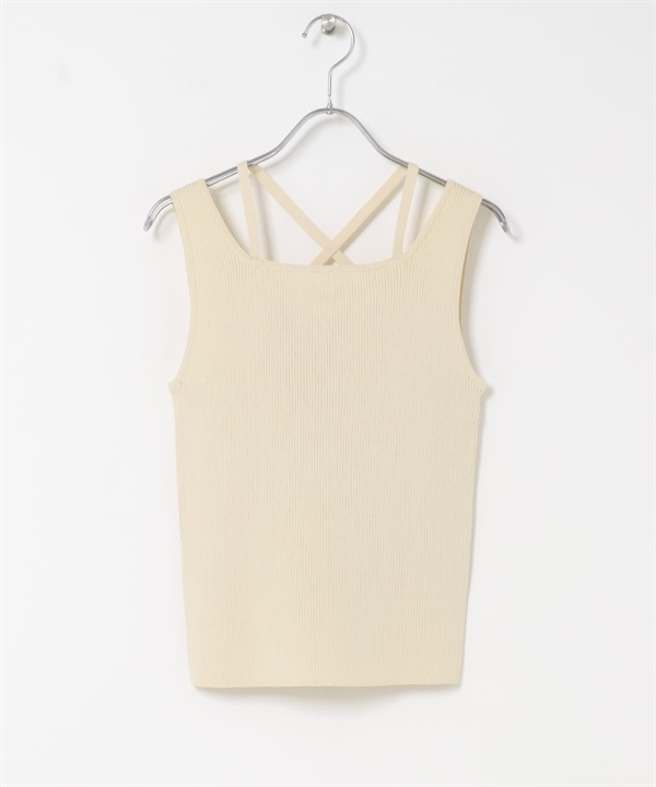背面交叉針織坦克背心(淺膚色-one-L.BEIGE)