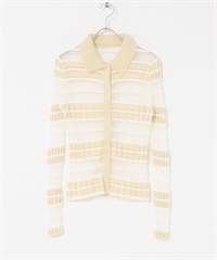 透膚橫紋羽毛紗針織衫(象牙白-one-IVORY)