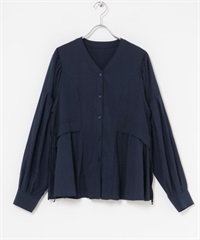 V領蓬袖罩衫(藏青色-one-NAVY)