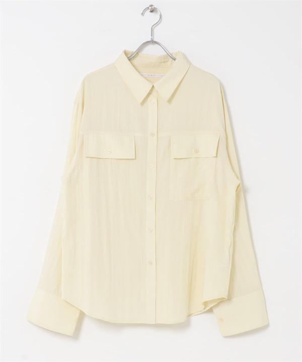 袋蓋式口袋設計襯衫(象牙白-one-IVORY)