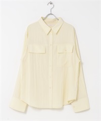 袋蓋式口袋設計襯衫(象牙白-one-IVORY)