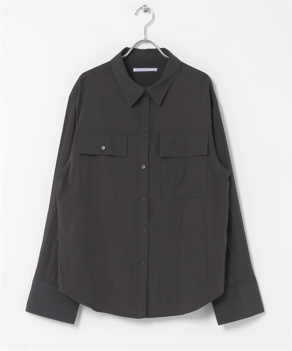 袋蓋式口袋設計襯衫(炭灰色-one-CHARCOAL GRAY)
