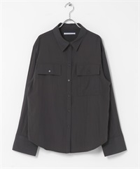 袋蓋式口袋設計襯衫(炭灰色-one-CHARCOAL GRAY)