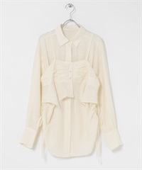 【成套組合】馬甲背心 × 抽繩襯衫(米色-one-OFF WHITE)