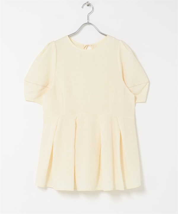 荷葉下襬蓬袖上衣(象牙白-one-IVORY)