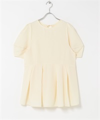 荷葉下襬蓬袖上衣(象牙白-one-IVORY)