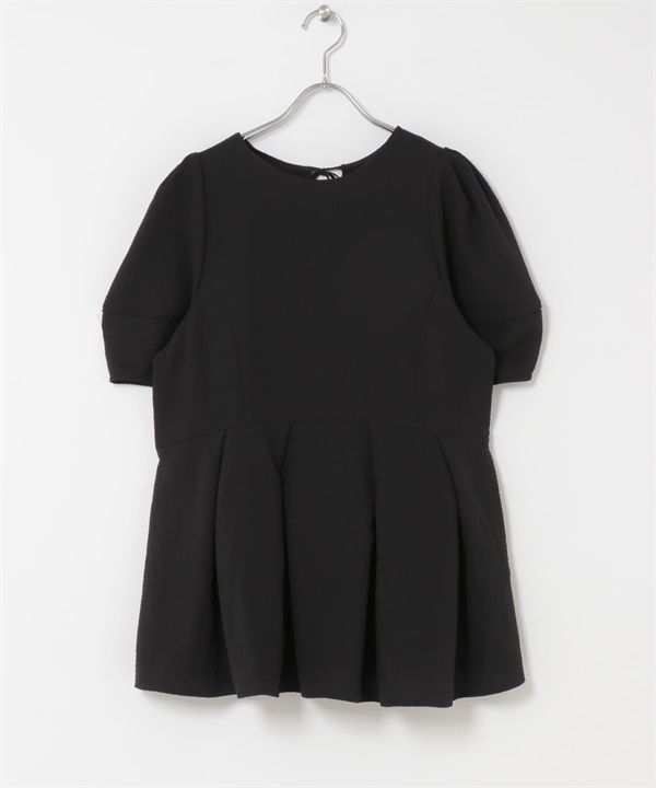 荷葉下襬蓬袖上衣(黑色-one-BLACK)